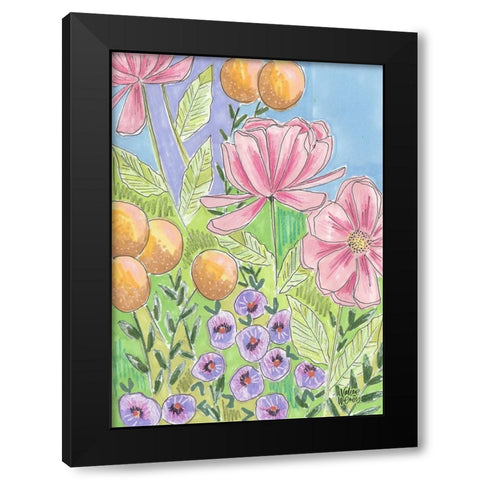 Peony Set II Black Modern Wood Framed Art Print with Double Matting by Wieners, Valerie