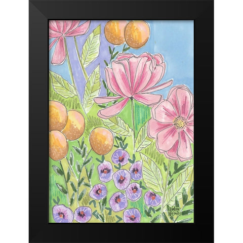 Peony Set II Black Modern Wood Framed Art Print by Wieners, Valerie
