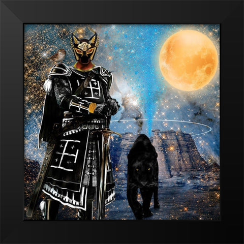 Egyptian Black Knight Black Modern Wood Framed Art Print by Burney, Yvonne Coleman