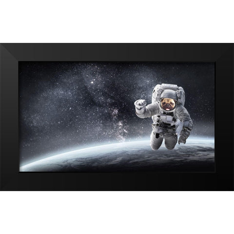 Pug in Space Black Modern Wood Framed Art Print by Sommers, Mindy