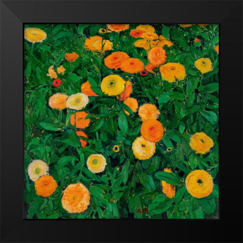 Marigolds Black Modern Wood Framed Art Print by Moser, Koloman
