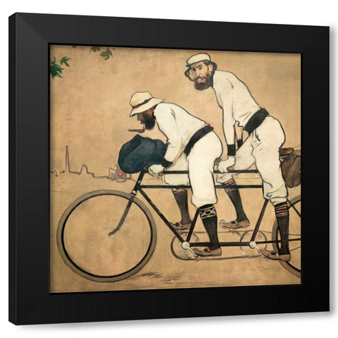 Ramon Casas and Pere Romeu on a Tandem Black Modern Wood Framed Art Print with Double Matting by Casas, Ramon