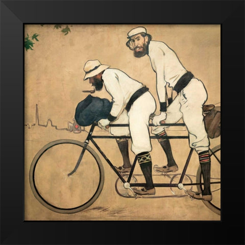 Ramon Casas and Pere Romeu on a Tandem Black Modern Wood Framed Art Print by Casas, Ramon