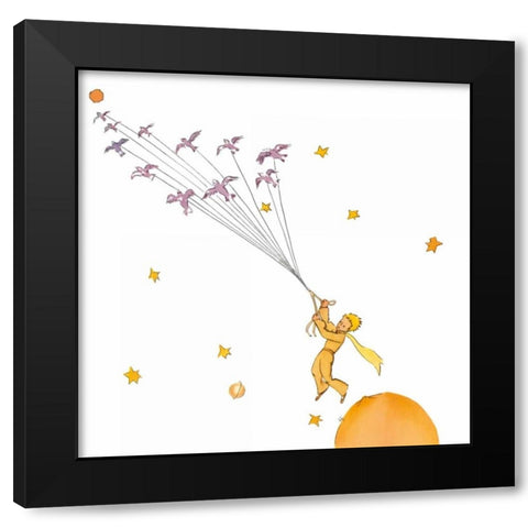 Petit Prince I Black Modern Wood Framed Art Print by De Saint-Exupery, Antoine