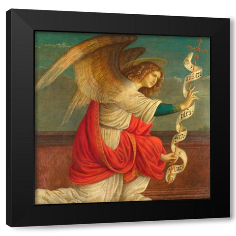 The Annunciation, The Angel Gabriel Black Modern Wood Framed Art Print with Double Matting by Ferrari, Gaudenzio