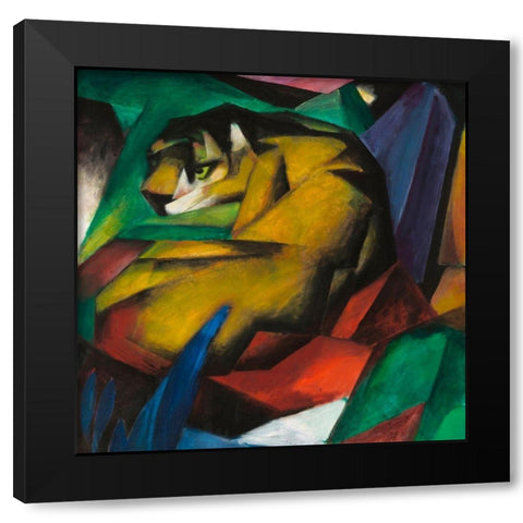 The Tiger Black Modern Wood Framed Art Print with Double Matting by Marc, Franz