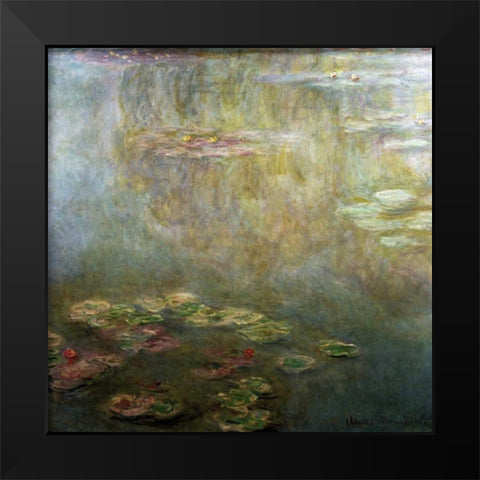 Water Lilies Black Modern Wood Framed Art Print by Monet, Claude