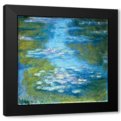 Nympheas Black Modern Wood Framed Art Print with Double Matting by Monet, Claude