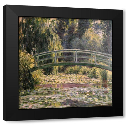 The Japanese Footbridge Giverny Black Modern Wood Framed Art Print with Double Matting by Monet, Claude