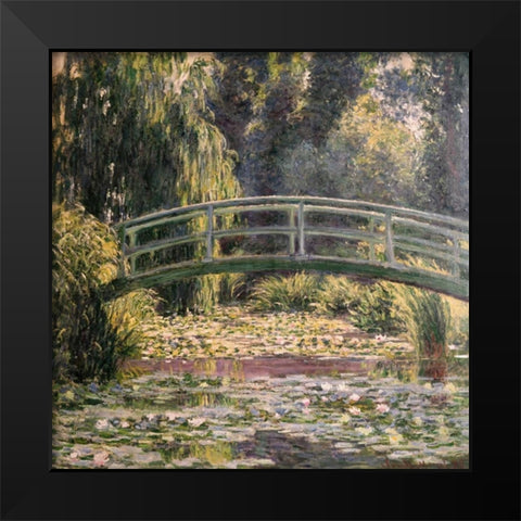 The Japanese Footbridge Giverny Black Modern Wood Framed Art Print by Monet, Claude