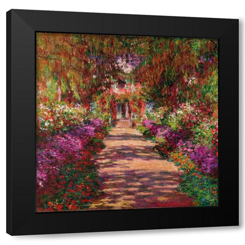 Path in Monets Garden Giverny Black Modern Wood Framed Art Print with Double Matting by Monet, Claude