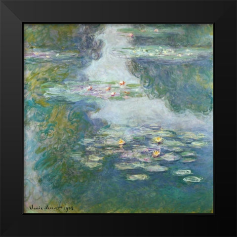 Waterlilies Black Modern Wood Framed Art Print by Monet, Claude