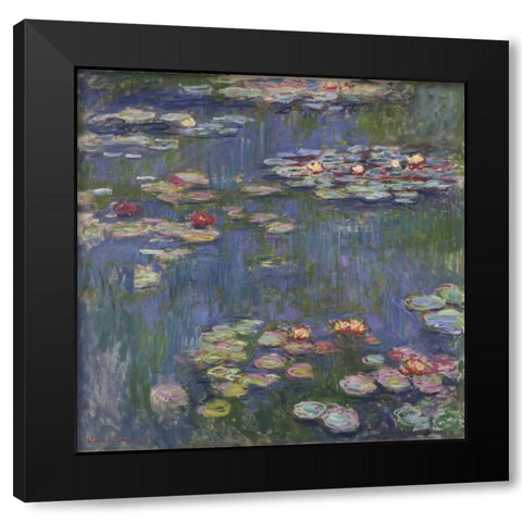 Water Lilies Black Modern Wood Framed Art Print by Monet, Claude