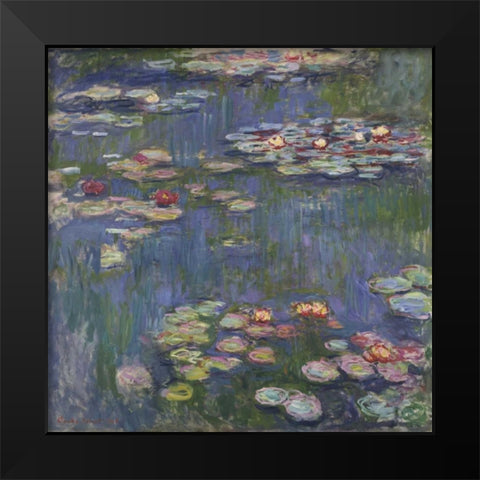 Water Lilies Black Modern Wood Framed Art Print by Monet, Claude