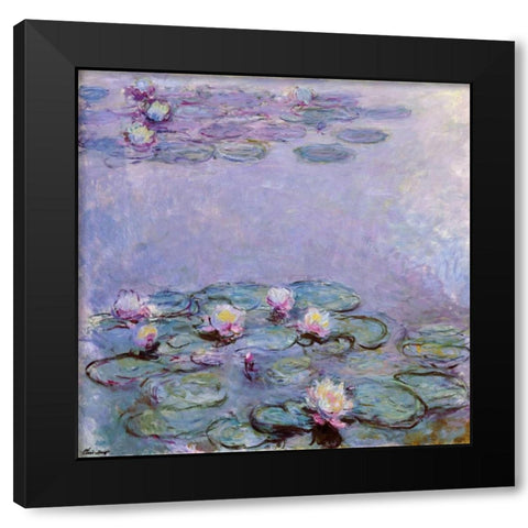 Water Lilies Black Modern Wood Framed Art Print with Double Matting by Monet, Claude
