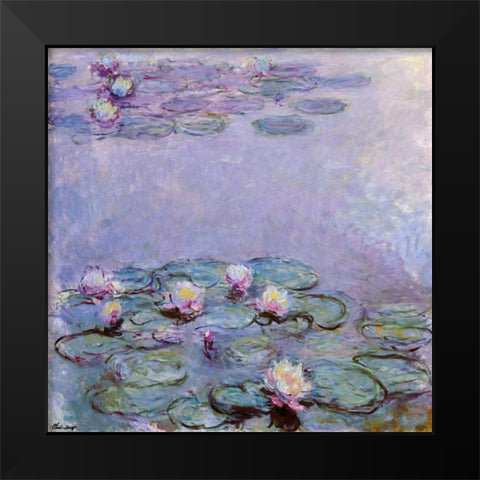 Water Lilies Black Modern Wood Framed Art Print by Monet, Claude