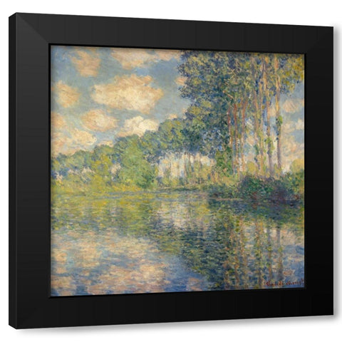 Poplars on the Epte Black Modern Wood Framed Art Print by Monet, Claude