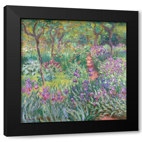 The artists garden at Giverny Black Modern Wood Framed Art Print with Double Matting by Monet, Claude