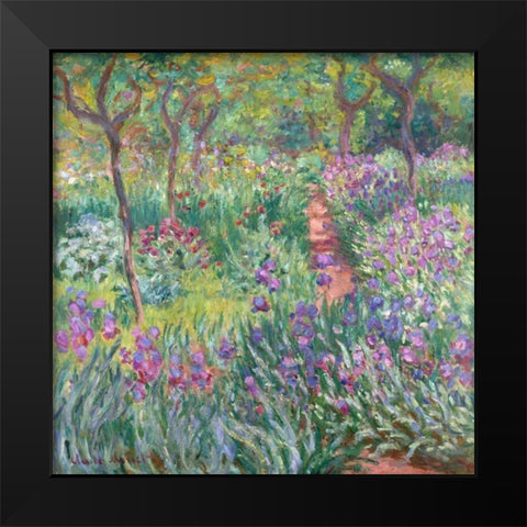 The artists garden at Giverny Black Modern Wood Framed Art Print by Monet, Claude