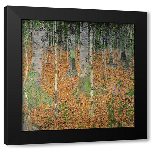 The Birch Wood Black Modern Wood Framed Art Print with Double Matting by Klimt, Gustav