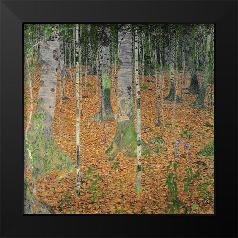 The Birch Wood Black Modern Wood Framed Art Print by Klimt, Gustav