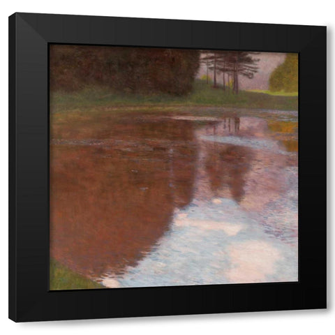 Tranquil pond near Salzburg Black Modern Wood Framed Art Print with Double Matting by Klimt, Gustav