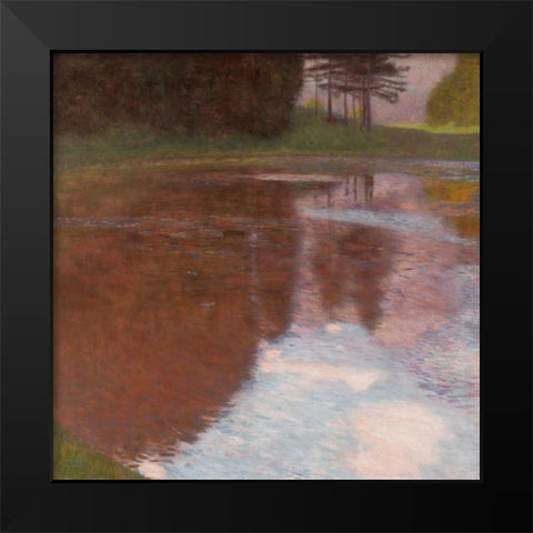 Tranquil pond near Salzburg Black Modern Wood Framed Art Print by Klimt, Gustav