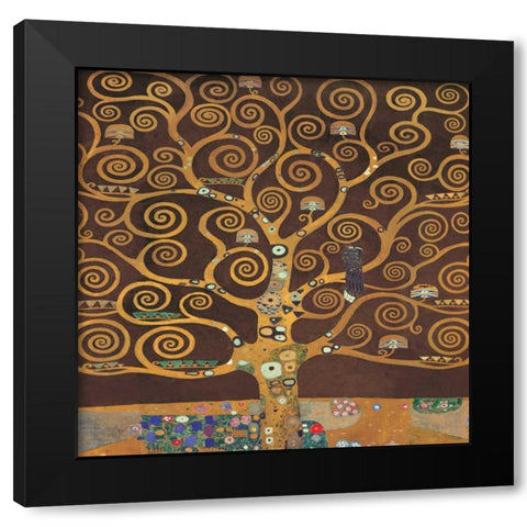 Tree of Life-Brown II Black Modern Wood Framed Art Print by Klimt, Gustav