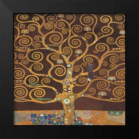 Tree of Life-Brown II Black Modern Wood Framed Art Print by Klimt, Gustav