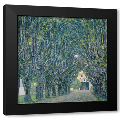 Allee im Park von Schloss Kammer Black Modern Wood Framed Art Print with Double Matting by Klimt, Gustav