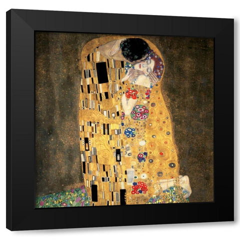 The Kiss (detail) Black Modern Wood Framed Art Print with Double Matting by Klimt, Gustav