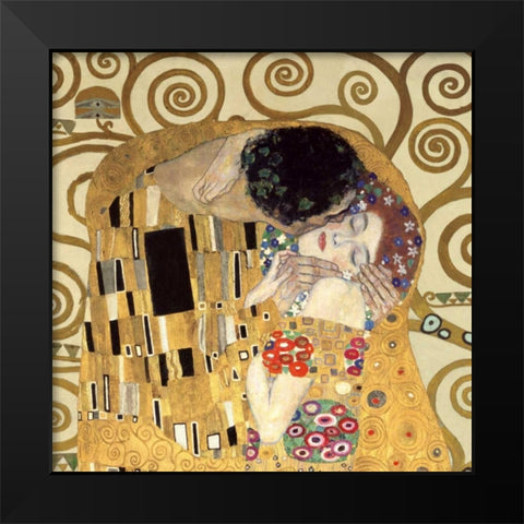 The Kiss Black Modern Wood Framed Art Print by Klimt, Gustav