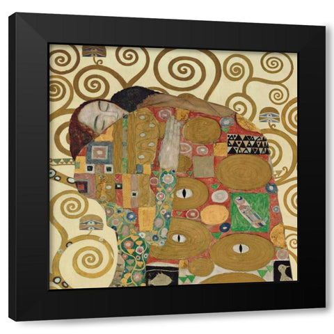 The Embrace Black Modern Wood Framed Art Print by Klimt, Gustav