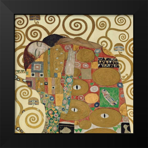 The Embrace Black Modern Wood Framed Art Print by Klimt, Gustav