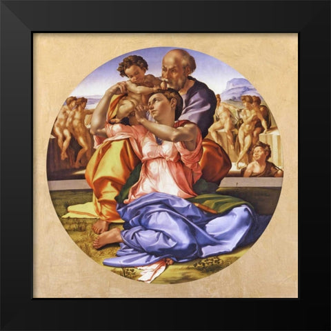 Tondo Doni Black Modern Wood Framed Art Print by Buonarroti, Michelangelo
