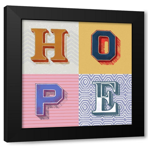 Hope Black Modern Wood Framed Art Print by Steven, Hill