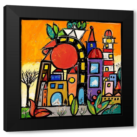 Calda protezione Black Modern Wood Framed Art Print with Double Matting by Wallas