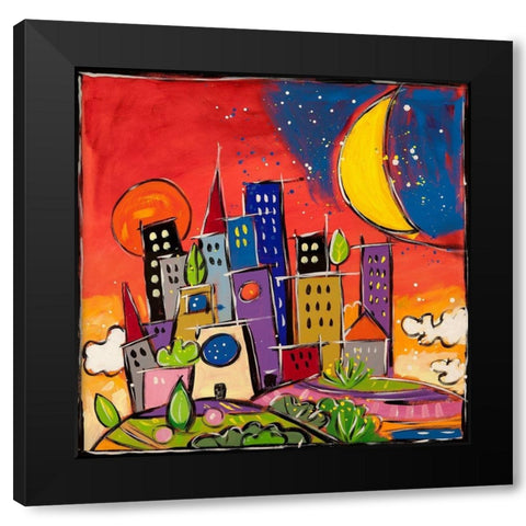 Rosso di sera Black Modern Wood Framed Art Print with Double Matting by Wallas