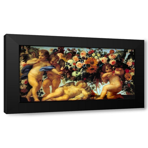 Amours et guirlandes de fleurs II Black Modern Wood Framed Art Print with Double Matting by Maratta, Carlo