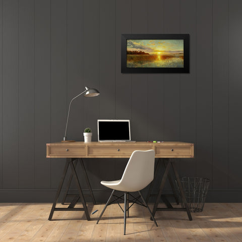 Sunset over a Danish Fiord Black Modern Wood Framed Art Print by Monsted, Peder Mork