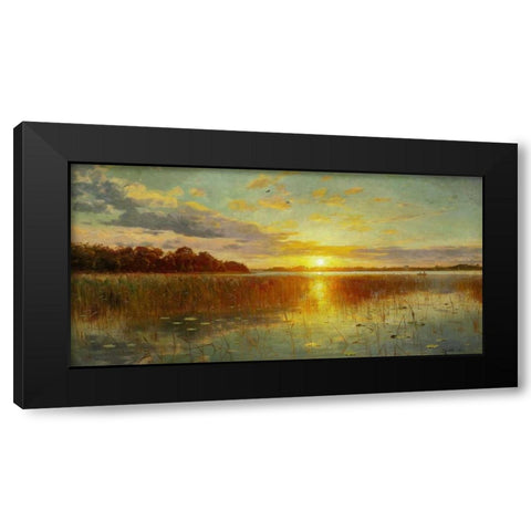 Sunset over a Danish Fiord Black Modern Wood Framed Art Print by Monsted, Peder Mork