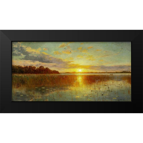 Sunset over a Danish Fiord Black Modern Wood Framed Art Print by Monsted, Peder Mork