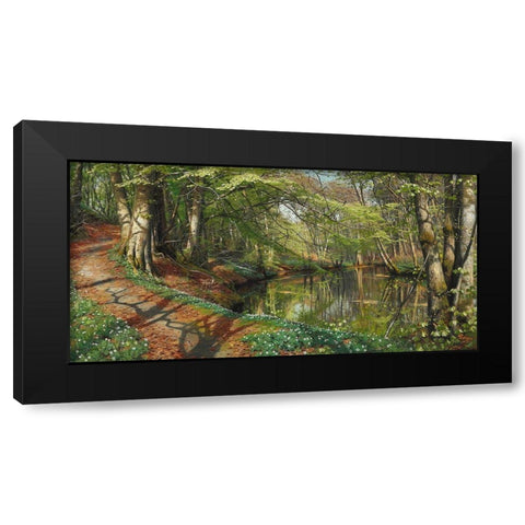 A spring day in the forest Black Modern Wood Framed Art Print by Monsted, Peder Mork