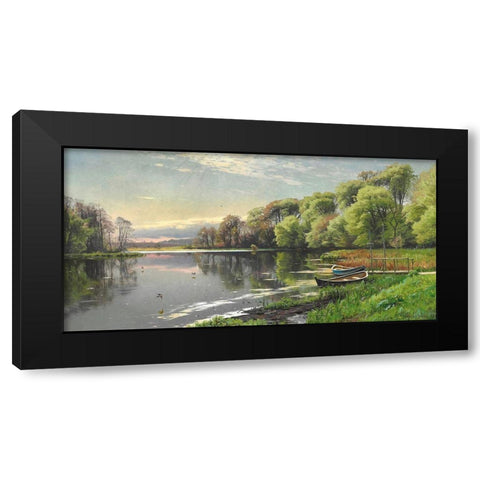 The Mill Pond Black Modern Wood Framed Art Print with Double Matting by Monsted, Peder Mork