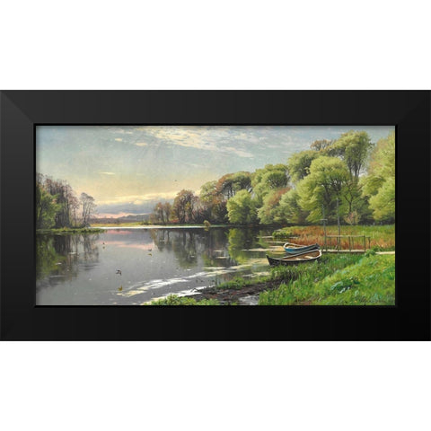 The Mill Pond Black Modern Wood Framed Art Print by Monsted, Peder Mork