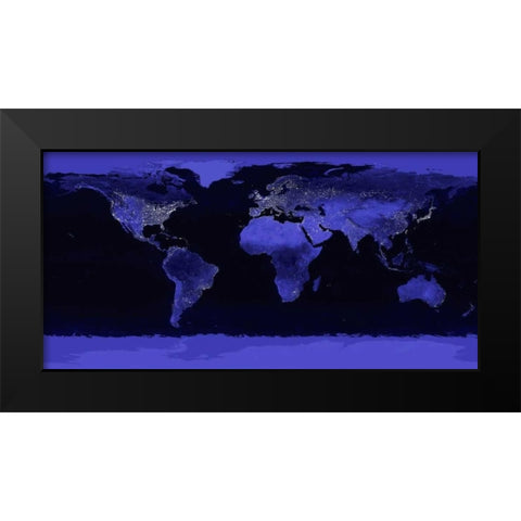 Earth at Night Black Modern Wood Framed Art Print by Nasa