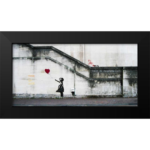 South Bank London-graffiti attributed to Banksy Black Modern Wood Framed Art Print by Anonymous