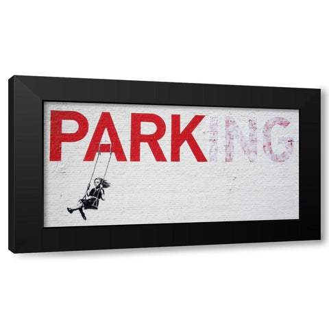 Broadway Los Angeles-graffiti attributed to Banksy - detail Black Modern Wood Framed Art Print by Anonymous