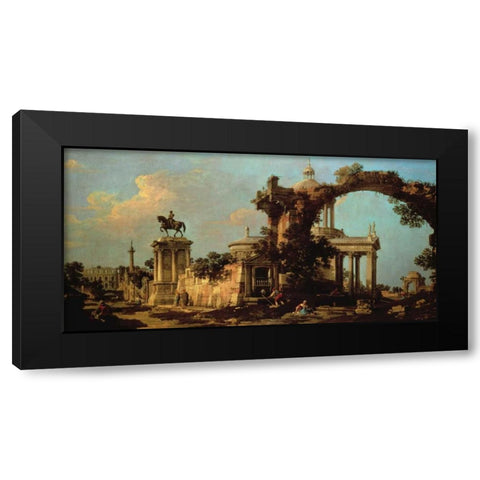 Capriccio of Roman Ruins with a Renaissance Church Black Modern Wood Framed Art Print with Double Matting by Canaletto