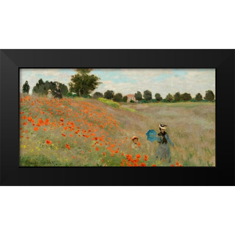 Coquelicots Black Modern Wood Framed Art Print by Monet, Claude